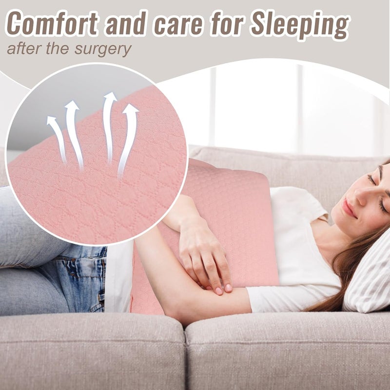 RoamReady Hysterectomy Recovery Pillow, Post-Surgery Cushion for Abdomen C-Section Tummy Tuck Lumpectomy Myomectomy Patients Must Haves Abdominal Pillow with Pocket (Lght Pink) - Image 5